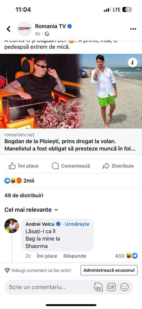 Cum face mișto Tzancă Uraganu de Bogdan de la Ploiești după ce a fost prins drogat la volan: „Îl bag la mine la shaorma”