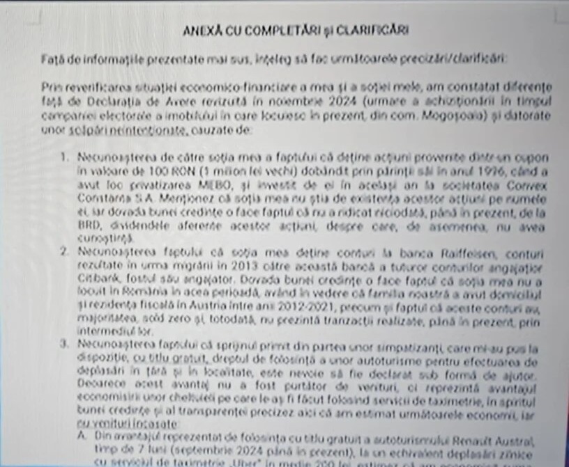 anexa la declaraţia de avere